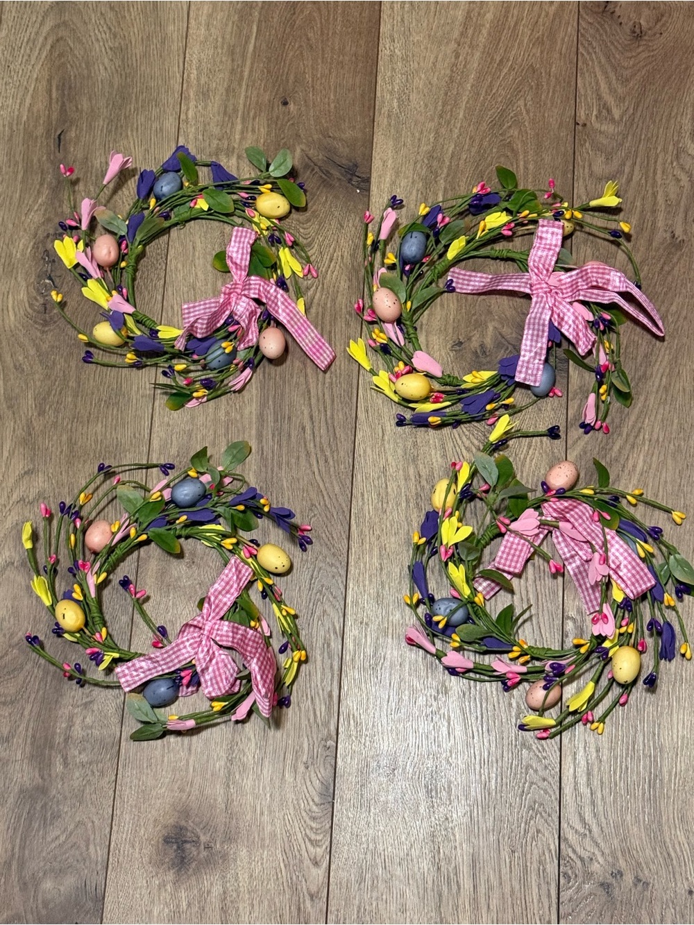 Spring Mini Wreaths with Pink Gingham Bows